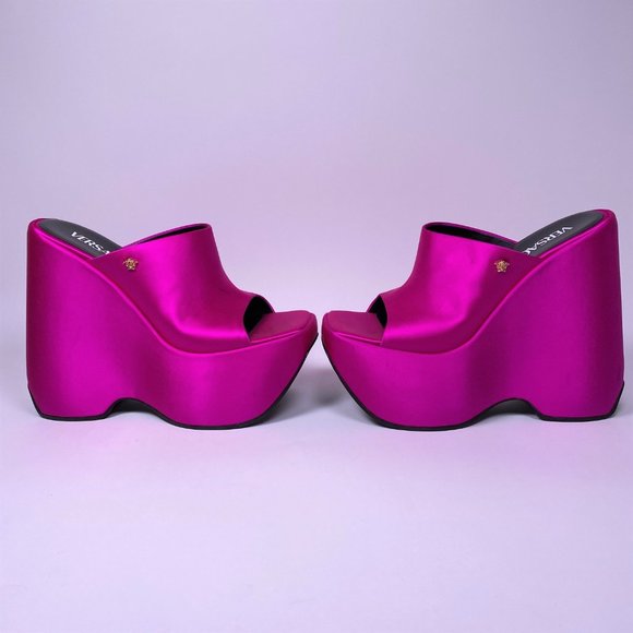 VERSACE Pink Triplatform Mules - Picture 4 of 12